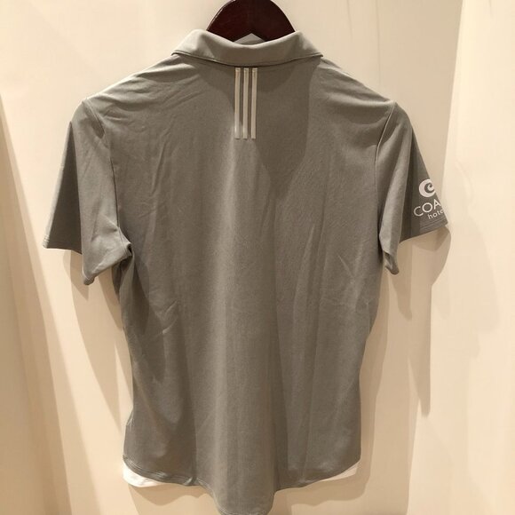 Adidas Golf Athletic 4 Button Collared Sh Slv Polo Shirt Grey & White Sz M NWT - Picture 5 of 11